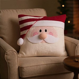 Capa para Almofada Papai Noel - Vermelho e Branco - 40cm - 1 unidade - Cromus - Rizzo