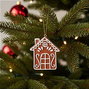 Enfeite Decorativo Para Pendurar de Natal - Casa De Ginger Bread - 6x5cm - 1 unidade - Cromus - Rizzo