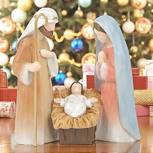 Enfeite de Natal em Resina - Sagrada Família - Colorido - 14,5x6,5x14cm - 1 unidade - Cromus - Rizzo