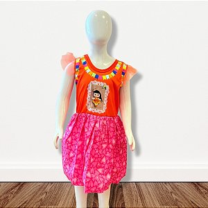 Vestido de Festa Junina Colorido - Bonequinha - Laranja e Rosa - G - 1 unidade - Rizzo