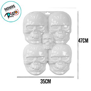 Painel Decorativo de Halloween - Caveiras Brancas - 47x35cm - 1 unidade - Rizzo