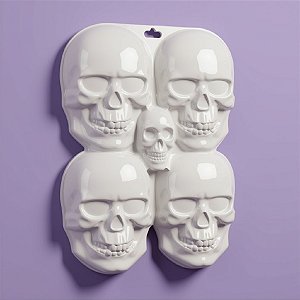 Painel Decorativo de Halloween - Caveiras Brancas - 47x35cm - 1 unidade - Rizzo