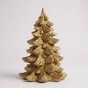 Enfeite Decorativo de Natal - Pinheiro de Ouro com Glitter - 26x16x16cm - 1 unidade - Cromus - Rizzo
