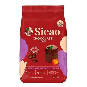 Chocolate Nobre Meio Amargo - Gotas - 1,01 kg  - 1 unidade - Sicao - Rizzo