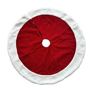 Saia para Árvore de Natal Redonda - Vermelha com Borda Branca - 90cm - 1 unidade - Cromus - Rizzo
