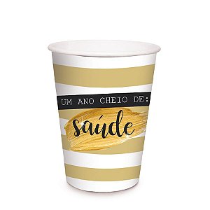 Copo de Papel Feliz Ano Novo 18cm - 08 unidades - Cromus Reveillon - Rizzo Embalagens