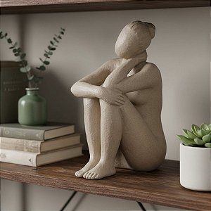 Escultura Mulher Melancolica em Poliresina - 21,5x13,5x9cm - 1 unidade - Rizzo