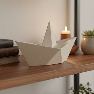 Escultura Barco Origami em Poliresina - 11x21x7cm - 1 unidade - Rizzo