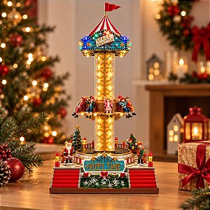 Cenário De Natal - Brinquedo de Parque de Diversão com Som , Luz e Movimento - 23x23x55cm - RZO2323 - 1 unidade - Rizzo