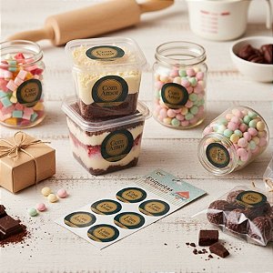 Etiqueta Adesiva - Com Amor e Artesanal - 4cm  - 12 unidades - Rizzo