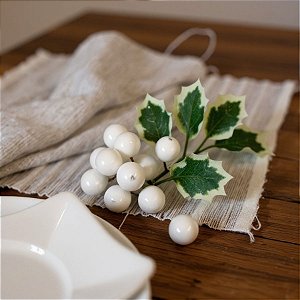 Galho Decorativo de Natal - Berry - Branco - 12cm - 1 unidade - Cromus - Rizzo