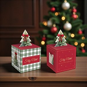Caixa Pop Up - Pinheiro Natal M - 9x9x11cm - 10 unidades - Cromus - Rizzo