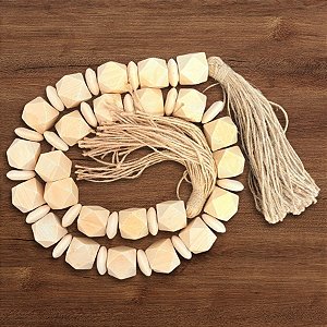 Cordão Decorativo de Mesa em Madeira e Juta - 1,6m - 1 unidade - Rizzo - Rizzo