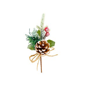 Pick Decorativo de Natal Com Folhas e Frutas - 18cm - 1 unidade - Cromus - Rizzo