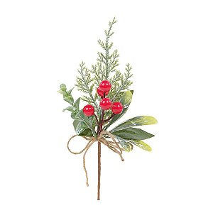 Pick Decorativo de Natal - com Folhas e Frutas Coloridas - 20cm - 1 unidade - Cromus - Rizzo