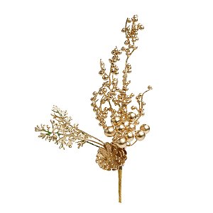 Pick Decorativo De Natal - Frutas Metalizadas Ouro - 29cm - 1 unidade - Cromus - Rizzo