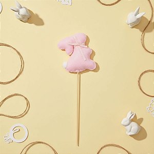 Pick Decorativo de Páscoa - Coelho Rosa - 1 unidade - Rizzo