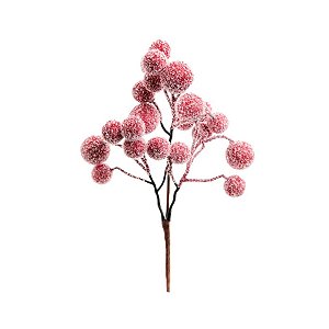 Pick Decorativo de Natal - Frutas Nevada Vermelha - 23cm - 1 unidade - Cromus - Rizzo