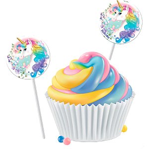 Pick Decorativo para Doces - Unicornio - 8 unidades - Festcolor - Rizzo