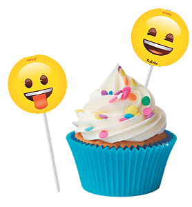 Pick p/ Docinhos Festa Emoji - 8 unidades - Festcolor -  Festas