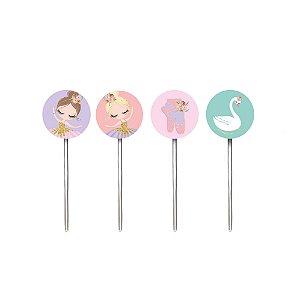 Pick Decorativo - Sortido - Festa Bailarina 2 - 12 unidades - Cromus - Rizzo Festas