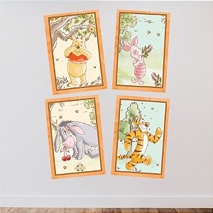 Quadro Decorativo - Ursinho Pooh - 21x31cm - 4 unidades - Festcolor - Rizzo