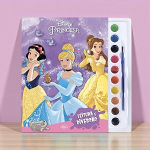 Kit Para Colorir Livro e Aquarela - Princesas - 1 unidade - Disney Original - Rizzo