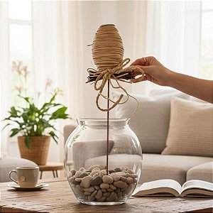 Pick Decorativo de Páscoa - Ovo de Páscoa com Cordão - Bege - 30cm - 1 unidade - Rizzo