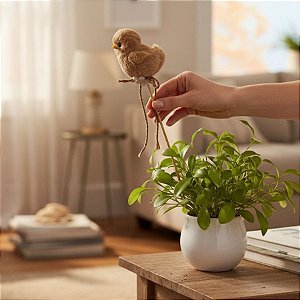 Pick Decorativo - Passarinho - Marrom Claro - 30cm - 1 unidade - Cromus - Rizzo