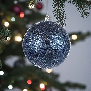 Bolas de Natal - Glitter Azul Marinho - 8cm - 6 unidades - Cromus - Rizzo