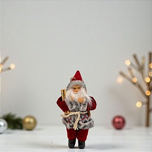 Papai Noel Decorativo em Pé com Equipamento de Ski - Vermelho e Branco  - 20cm - 1 unidade - Rizzo