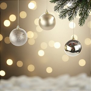 Bolas de Natal em Tubo - Champagne Lisa, Matte e Glitter - 6cm - 6 unidades - Cromus - Rizzo