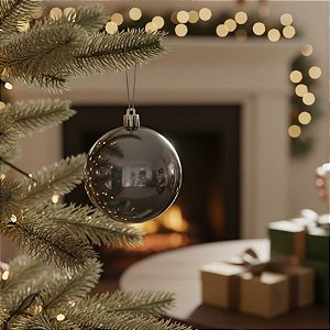 Bolas de Natal em Tubo - Prata Azulado - 8x8cm  - 6 unidades - Rizzo