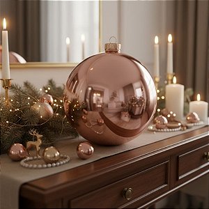 Bola de Natal Gigante Brilhante - Rose Gold - 25cm - 1 unidade - Cromus - Rizzo