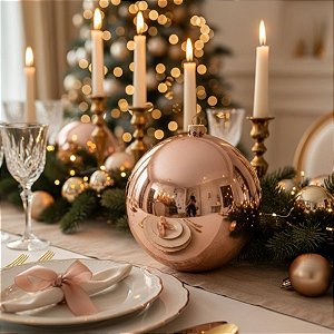 Bola de Natal Gigante Brilhante - Rose Gold - 20cm - 1 unidade - Cromus - Rizzo