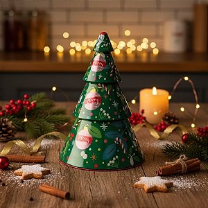 Lata De Metal De Natal Árvore - Camadas - 26x17,5cm - 1 unidade - Rizzo