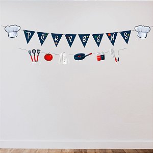 Faixa Decorativa Temática "Parabéns" - Culinária - 142x14cm - 1 unidade - Regina - Rizzo