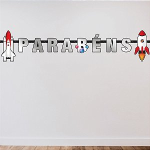 Faixa Decorativa Temática "Parabéns" - Espacial - 125x13cm - 1 unidade - Regina - Rizzo