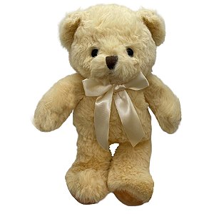 Urso de Pelúcia com Laço Creme - Bege - 28cm - 1 unidade - Rizzo