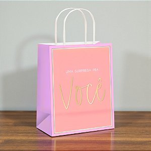 Sacola de Papel - Candy Rosa - P 21,5x15x8cm - 1 unidade - Cromus - Rizzo