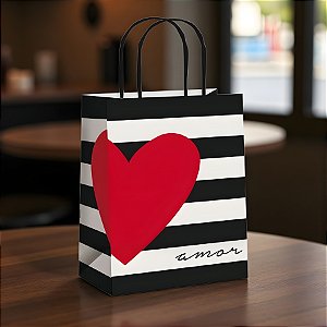 Sacola de Papel - Amo Você - P 21,5x15x8cm - 1 unidade - Cromus - Rizzo