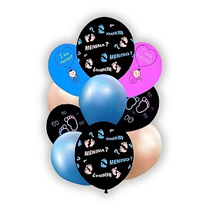 Kit Buque Balões Chá Revelação - Buque com 10 balões  - 1 unidade - Happy Day - Rizzo