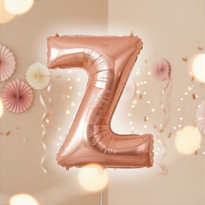 Balão de Festa Microfoil 14" 36cm - Letra Z - Rose Gold - 1 unidade - Cromus - Rizzo
