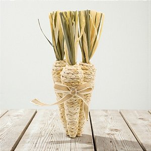 Maço com 3 Cenouras Decorativas - Juta Bege - 30x11x11cm - 1 unidade - Rizzo