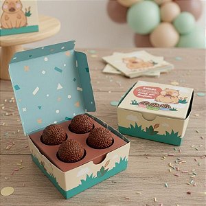 Caixa 4 Doces Quadrada - Capivara - 4,5x9x9cm - 5 unidades - Regina - Rizzo