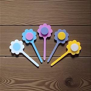 Pick Decorativo Para Doces - Flor - 3x7cm - 4 unidades - Rizzo