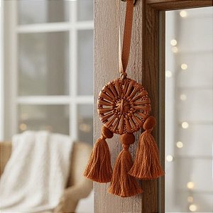 Enfeite Para Pendurar - Filtro dos Sonhos - Terracota - 14cm - 1 unidade - Cromus - Rizzo