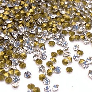 Mini Strass - Dourado - Cristal - 10g - 1 unidade - Rizzo