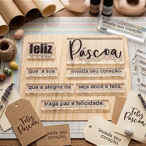Kit Cartela de Carimbos - Frases de Páscoa M - 6 unidades - Rizzo