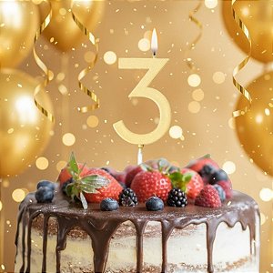 Vela Pick - Ouro - Numero 3 - 1 unidade - Regina - Rizzo